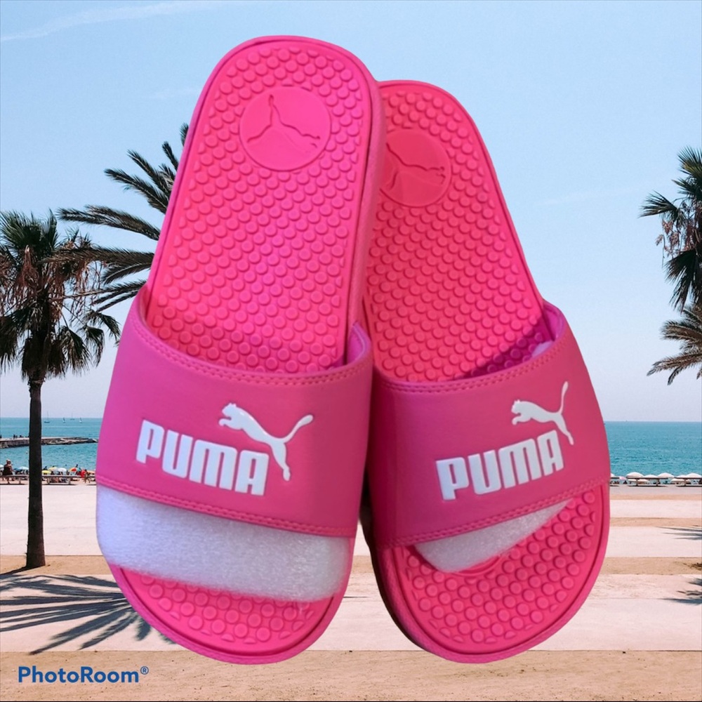 Puma Pink Slides Shower Shoes Sandals Beach Pool Womens 8